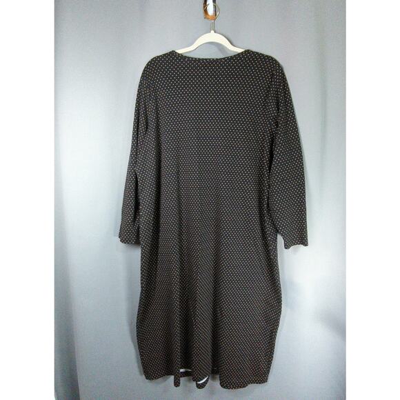 Lands End Dress Womens Plus 1X Black Polka Dot Cotton Knit Long Sleeve - Picture 6 of 6